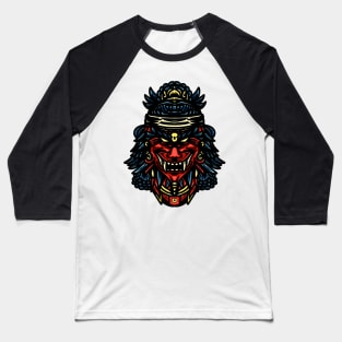 Oni Mask Japanese Evil Samurai Baseball T-Shirt